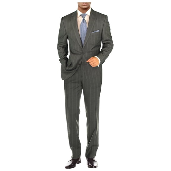 Mens Side Vent 2 Piece Gray Modern Fit Suit Salvatore Exte