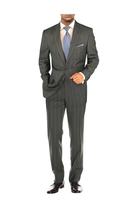Mens Side Vent 2 Piece Gray Modern Fit Suit Salvatore Exte