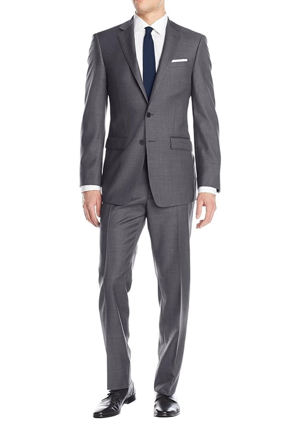 Mens Side Vent 2 Piece Medium Gray Modern Fit Suit Luciano