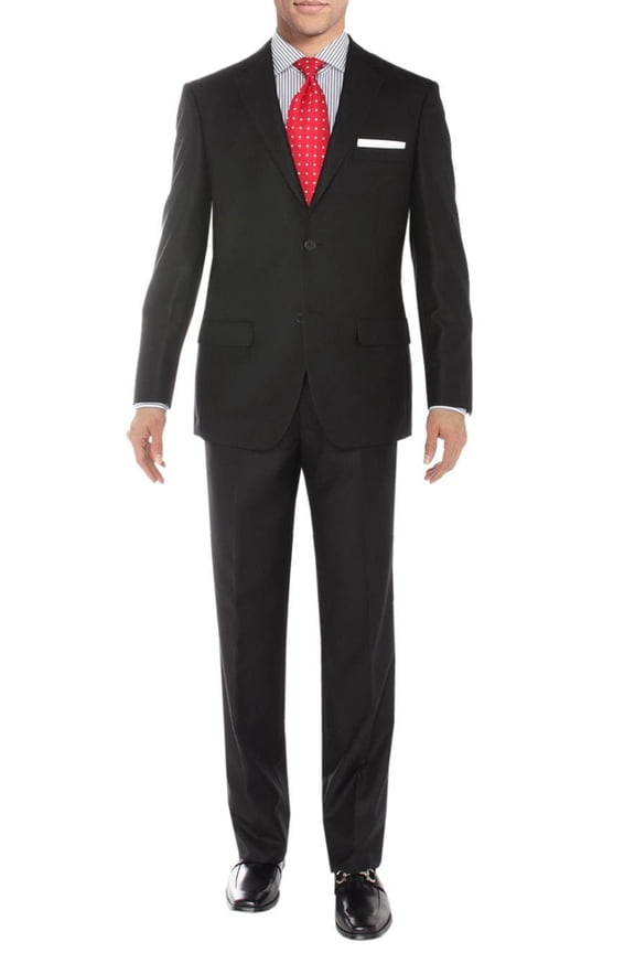Mens Side Vent 2 Piece Sharkskin Black Classic Fit Suit