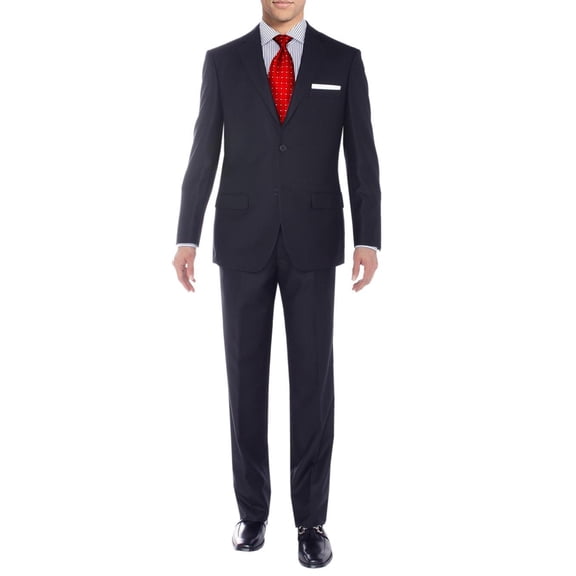 Mens Side Vent 2 Piece Sharkskin Navy Classic Fit Suit