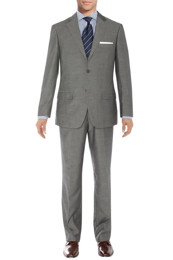 Mens Side Vent 2 Piece Silver Gray Classic Fit Suit