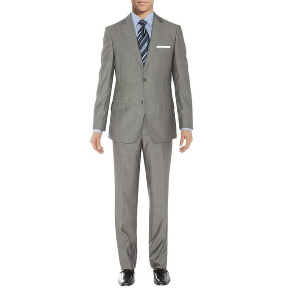 se salvatore exte men's two button modern fit suit set, striped gray, 46 regular us/56r eu/w 40"