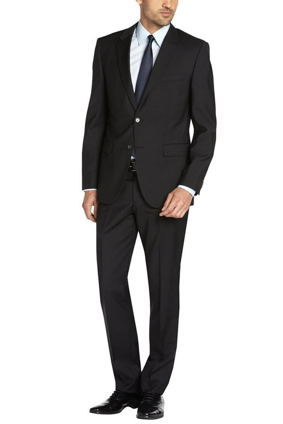 Mens Side Vent 2-piece Black Modern Fit Suit DTI DARYA