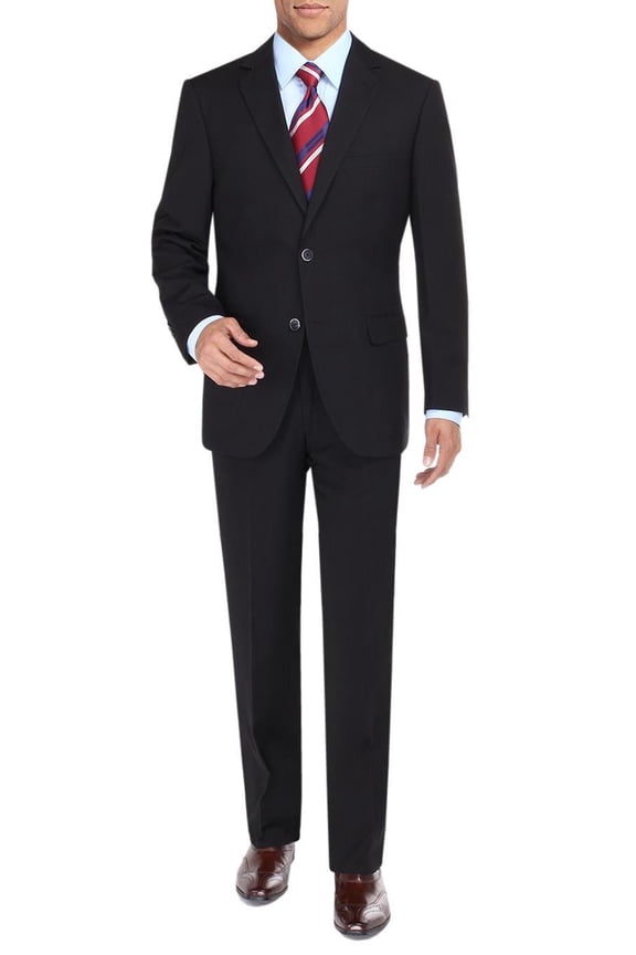 Mens Side Vent 2-piece Black Modern Fit Suit DTI DARYA