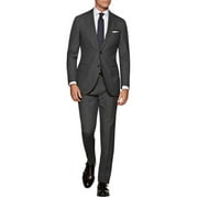 Mens Side Vent 2-piece Charcoal Cotton Modern Fit Suit DTI