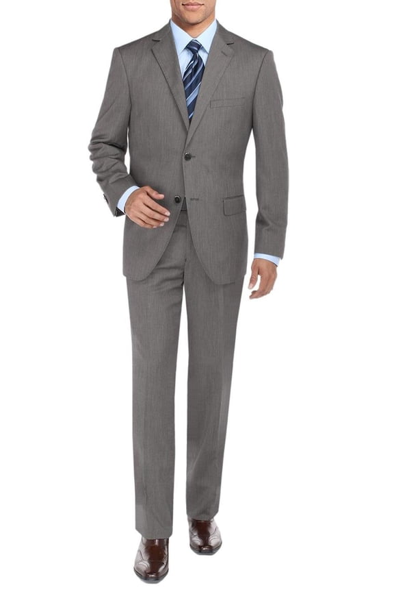 Mens Side Vent 2-piece Gray Modern Fit Suit DTI DARYA