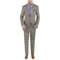 thumbnail image 1 of Mens Side Vent 2-piece Taupe Windowpane Linen Modern Fit, 1 of 6