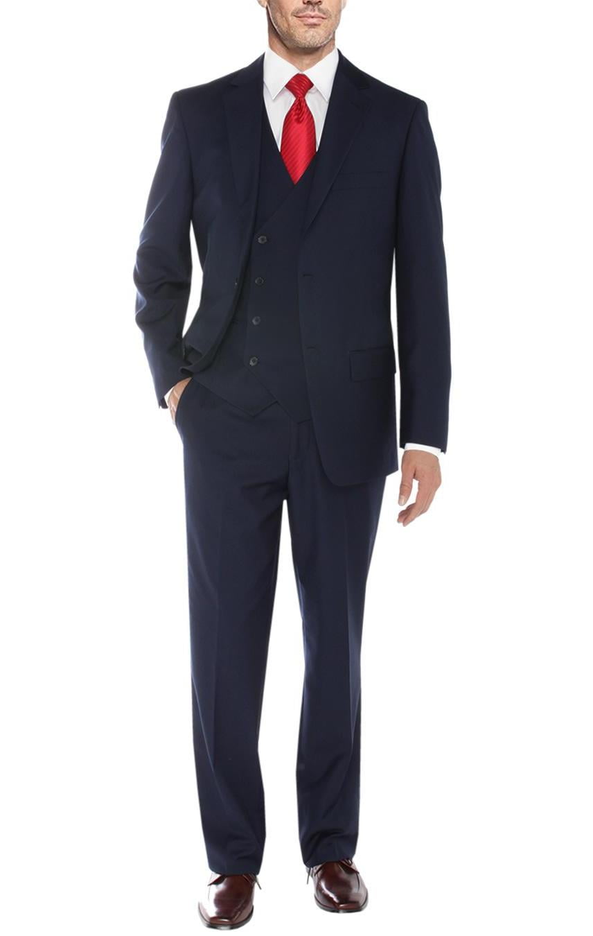 Mens Modern Fit Vested Suit Navy Blue main image 1