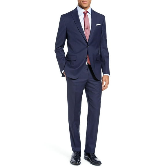 Mens Side Vent Two Piece Blue Stripe Modern Fit Suit