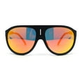 thumbnail image 1 of Mens Side Visor Oversized Flat Top Color Mirror Plastic Racer Sunglasses Matte Black - Orange Mirror, 1 of 4