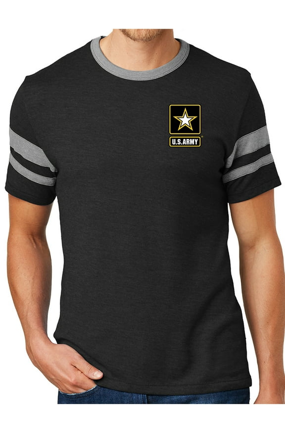 Mens Sideline Retro ARMY Tee Shirt - Black/Grey, Extra Small (pocket print)