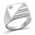 thumbnail image 1 of Mens Signet Diamond Engagement Ring, Mens Diamond Wedding Anniversary Ring, Pave Set Diamond Ring, Mens Hip Hop Diamond Ring, 14K White Gold Plated, 1.9 Ct Simulated Diamond, 1 of 3