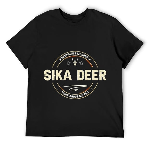 Mens Sika Deer Hunting Quotes Antlers Artwork Hunters Funny T-Shirt Black