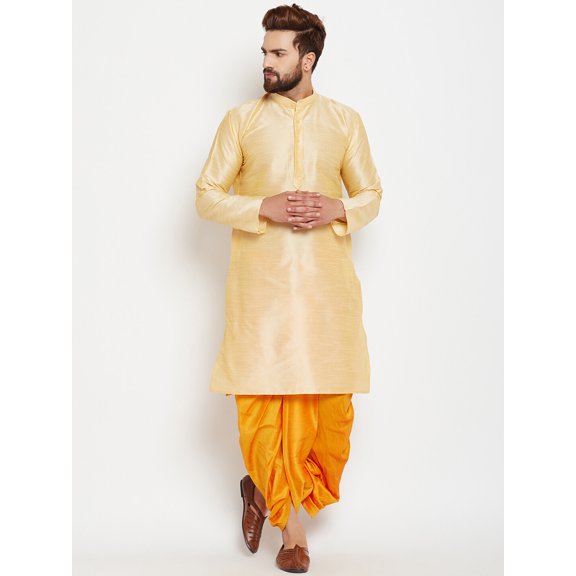 Mens Silk Blend Bollywood Style Designer Party Wear Indian Ethnic Dhoti Kurta