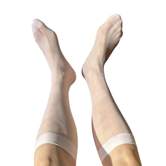 Mens Silk Formal Dress Suit Sock Plain Sheer Long Tube Socks Male Business Dress Socks with Reinforced Toe