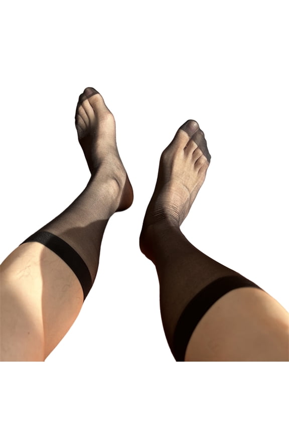 Mens Silk Formal Dress Suit Sock Plain Sheer Long Tube Socks Male Business Dress Socks with Reinforced Toe
