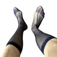 thumbnail image 1 of Mens Silk Formal Dress Suit Sock Plain Sheer Long Tube Socks Male Business Dress Socks with Reinforced Toe, 1 of 6