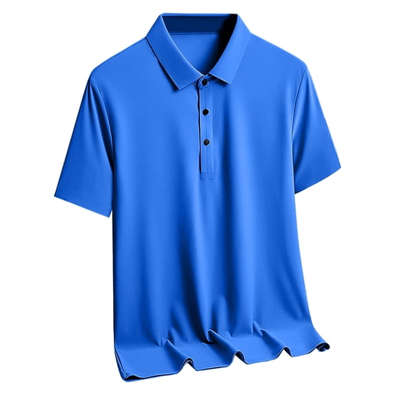 Mens Silk Golf Shirts Big & Tall M-5X Short Sleeve Button Collared Workout Tees Tops Plus Size Casual Basic Solid Comfort Athletic T-Shirts Clearance
