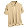 thumbnail image 1 of Mens Silk Golf Shirts Big & Tall M-5X Short Sleeve Button Collared Workout Tees Tops Plus Size Casual Basic Solid Comfort Athletic T-Shirts, 1 of 2