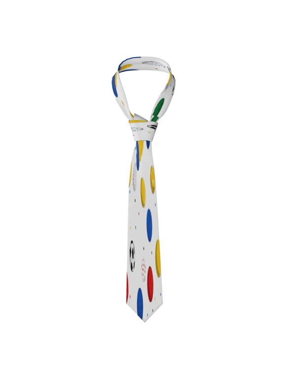 Mens Silk Like Necktie Wrinkle Resistant Tie Anti Slip Keeper For Business Wedding Party Daily Wear Formal Dress Tie Geometric Sports Balls Bright Multicolor Minimalist Vector