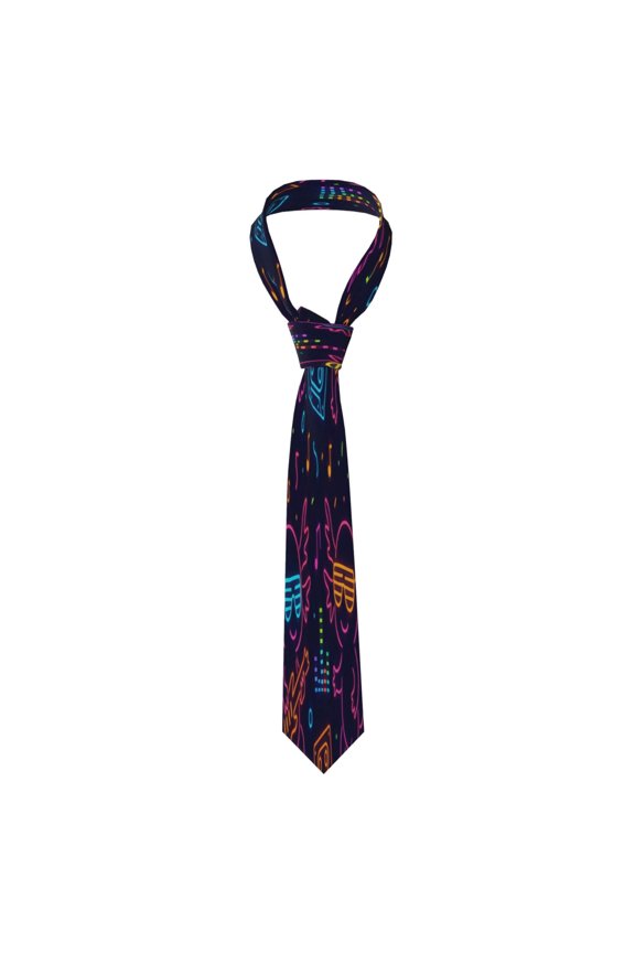 Mens Silk Like Necktie Wrinkle Resistant Tie Anti Slip Keeper For Business Wedding Party Daily Wear Formal Dress Tie Neon Party Axolotls - 80s Synthwave