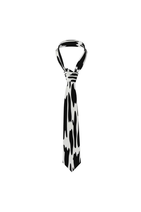Mens Silk Like Necktie Wrinkle Resistant Tie Anti Slip Keeper For Business Wedding Party Daily Wear Formal Dress Tie Simple Cow Print Pattern, Vector Art Style_4