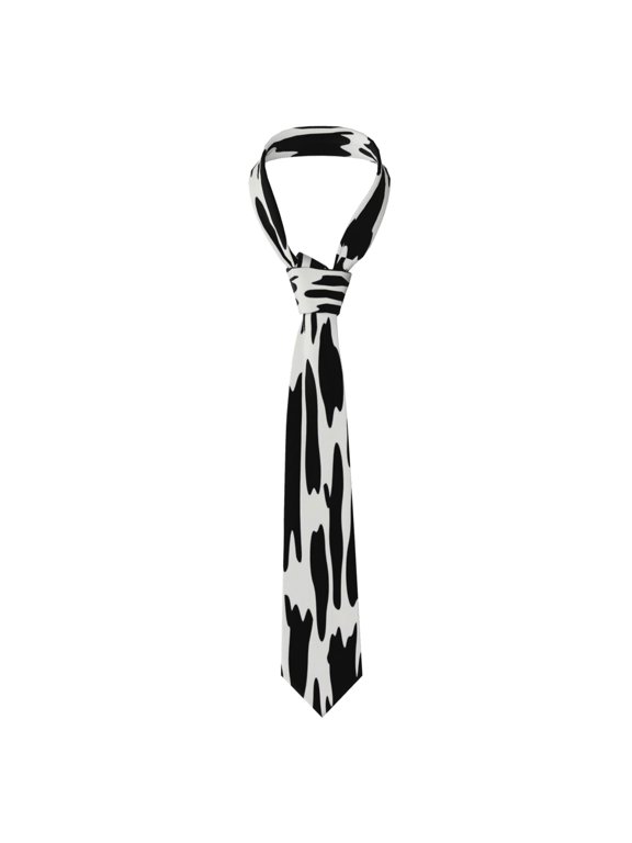 Mens Silk Like Necktie Wrinkle Resistant Tie Anti Slip Keeper For Business Wedding Party Daily Wear Formal Dress Tie Simple Cow Print Pattern, Vector Art Style_4