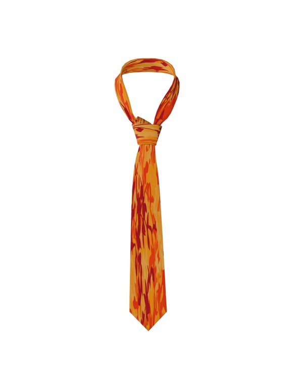Mens Silk Like Necktie Wrinkle Resistant Tie Anti Slip Keeper For Business Wedding Party Daily Wear Formal Dress Tie Vector Camouflage Pattern Orange Red_3