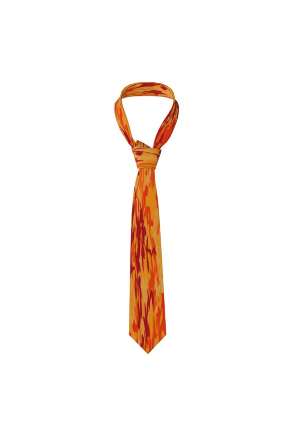 Mens Silk Like Necktie Wrinkle Resistant Tie Anti Slip Keeper For Business Wedding Party Daily Wear Formal Dress Tie Vector Camouflage Pattern Orange Red_3