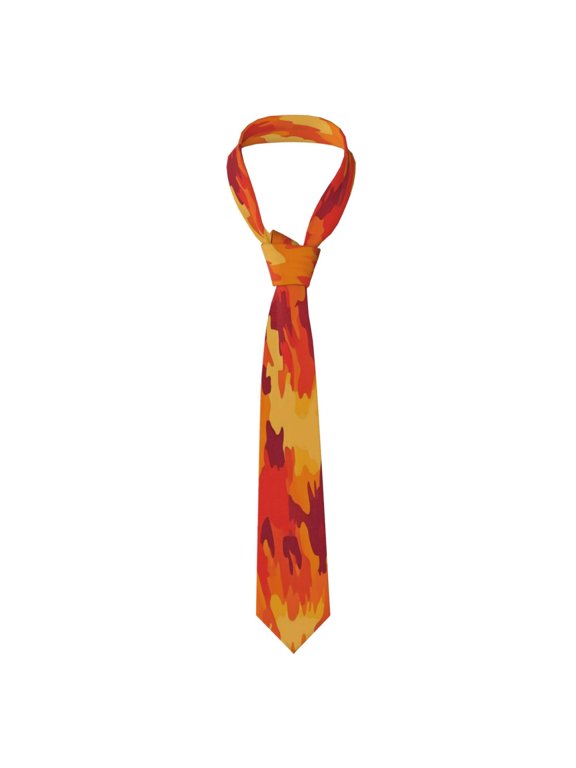 Mens Silk Like Necktie Wrinkle Resistant Tie Anti Slip Keeper For Business Wedding Party Daily Wear Formal Dress Tie Vector Camouflage Pattern Orange Red_4