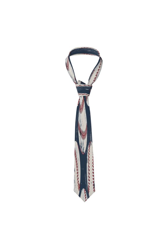 Mens Silk Like Necktie Wrinkle Resistant Tie Anti Slip Keeper For Business Wedding Party Daily Wear Formal Dress Tie Vintage Baseball Theme Retro Sport Style Worn Leather Baseballs