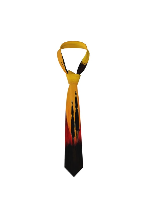 Mens Silk Like Necktie Wrinkle Resistant Tie Anti Slip Keeper For Business Wedding Party Daily Wear Formal Dress Tie Western Cowboy Riding Horse At Sunset