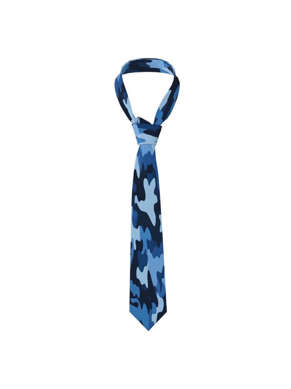 Mens Silk Like Necktie Wrinkle Resistant Tie Anti Slip Keeper For Business Wedding Party Daily Wear Formal Dress Tie Vector Camouflage Pattern Blue_1