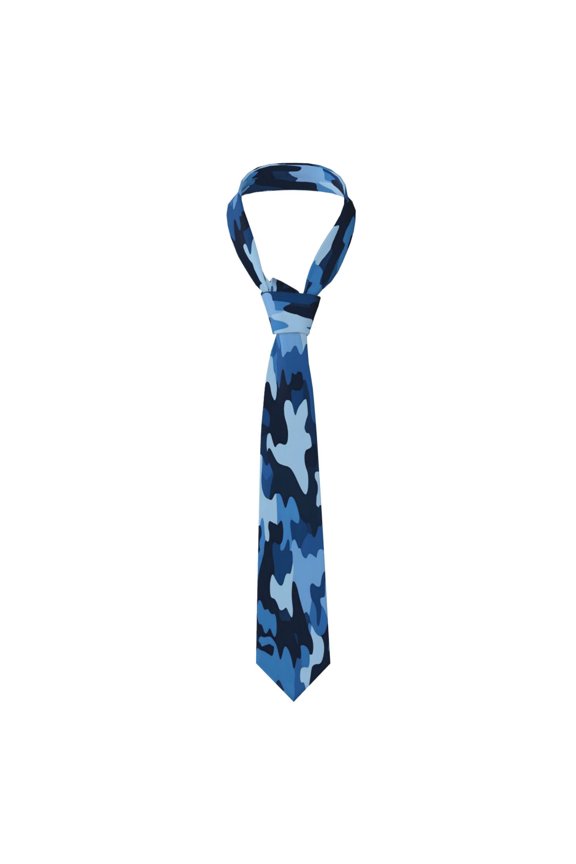 Mens Silk Like Necktie Wrinkle Resistant Tie Anti Slip Keeper For Business Wedding Party Daily Wear Formal Dress Tie Vector Camouflage Pattern Blue_1