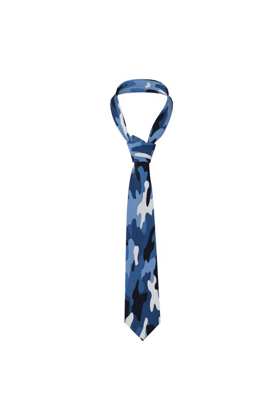 Mens Silk Like Necktie Wrinkle Resistant Tie Anti Slip Keeper For Business Wedding Party Daily Wear Formal Dress Tie Vector Camouflage Pattern Blue_2