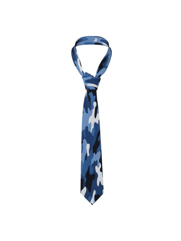 Mens Silk Like Necktie Wrinkle Resistant Tie Anti Slip Keeper For Business Wedding Party Daily Wear Formal Dress Tie Vector Camouflage Pattern Blue_2