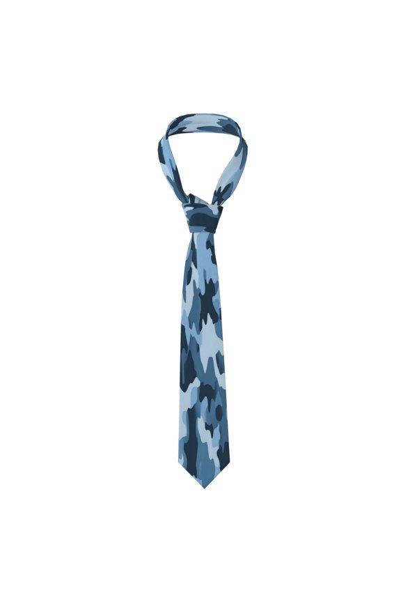 Mens Silk Like Necktie Wrinkle Resistant Tie Anti Slip Keeper For Business Wedding Party Daily Wear Formal Dress Tie Vector Camouflage Pattern Blue_3