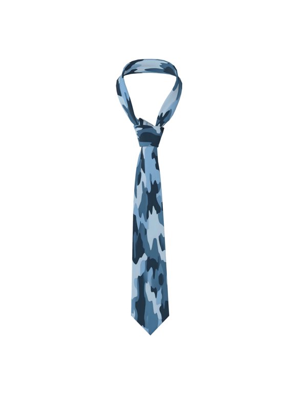 Mens Silk Like Necktie Wrinkle Resistant Tie Anti Slip Keeper For Business Wedding Party Daily Wear Formal Dress Tie Vector Camouflage Pattern Blue_3
