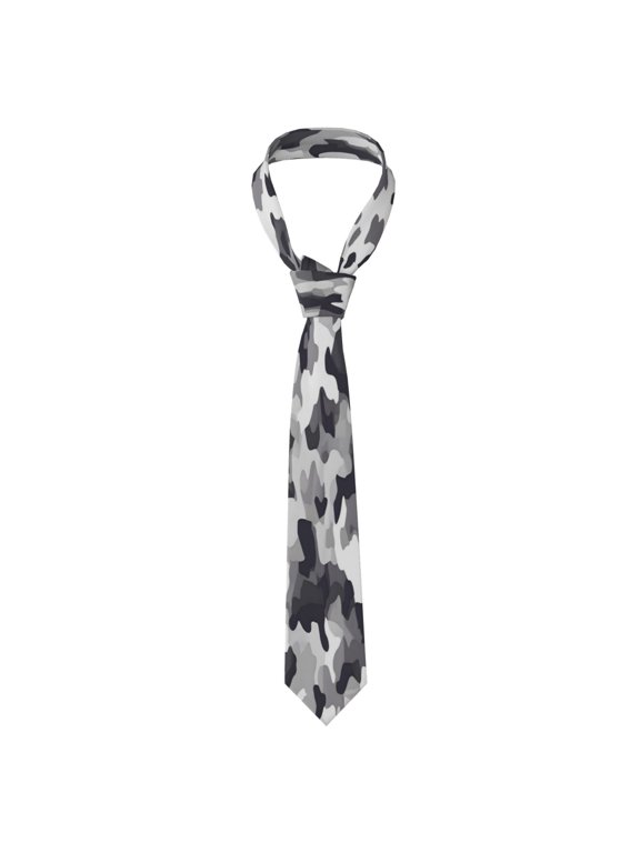 Mens Silk Like Necktie Wrinkle Resistant Tie Anti Slip Keeper For Business Wedding Party Daily Wear Formal Dress Tie Vector Camouflage Pattern Gray_4