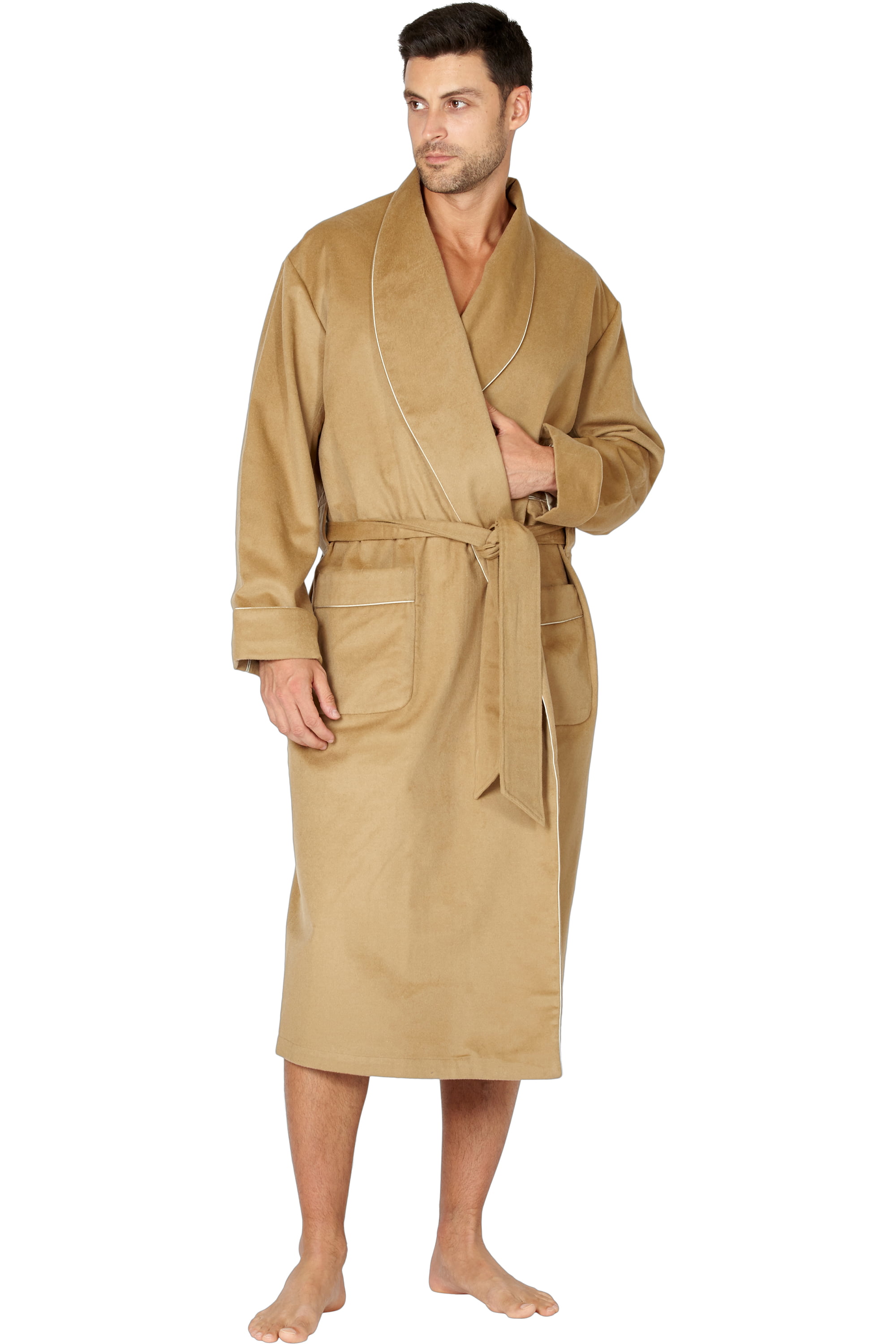 Men's Brown Wool Dressing Gown Robe Housecoat