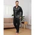 thumbnail image 1 of Mens Silk Pajamas Set Long Sleeve Satin Pajamas Set for Men 2 Piece Mens Button Down Pajamas Set with Long Pants Mens Silk Loungewear Sets with Pockets, S-XXL, 1 of 13