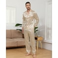 thumbnail image 1 of Mens Silk Pajamas Set Long Sleeve Satin Pajamas Set for Men 2 Piece Mens Button Down Pajamas Set with Long Pants Mens Silk Loungewear Sets with Pockets, S-XXL, 1 of 13