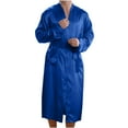 thumbnail image 1 of Mens Silk Robes Long Sleeve Bathrobes with Pockets and Belt Lightweight Solid Color Soft Satin Open Front Knee Length Loungewear Pajamas Bath Robe, 1 of 5