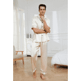 thumbnail image 1 of Mens Silk Satin Pajama Set Short Sleeve Button Down Pajama Set for Men 2 Piece Men's Satin Sleepwear Men's Long Pants Pajamas Set Mens Soft Loungewear Sets, S-XXL, 1 of 13