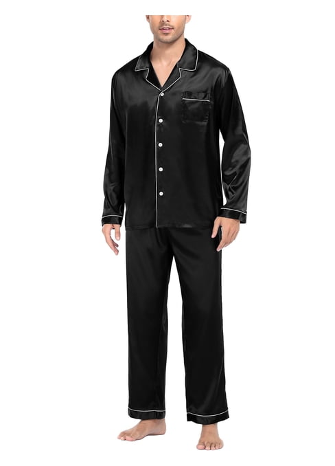 Luxury Silk Robe Pants Pajama Set Two-piece Imitate Silk Long-sleeved Pajamas Large Size Bathrobes Robe Sets For Men Clothing