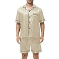 thumbnail image 1 of Mens Silk Satin Pajamas Set Short Sleeve Button Down Pajama Set Shorts Pjs Sleepwear Nightwear Soft Sleep Set with Pocket, 1 of 7