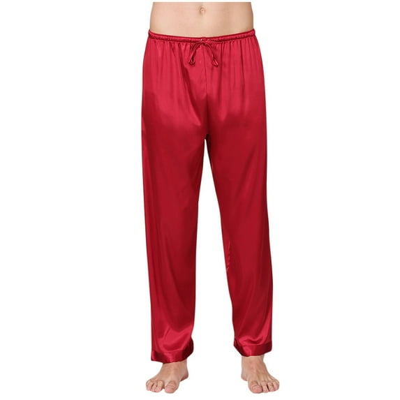 Mens Silk Satin Sleep Bottoms Pajamas Pants Sleep Long Loose Homewear Pant,Nightwear Sleepwear Trousers