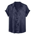 thumbnail image 1 of Mens Silk Shirts Lightweight Short Sleeve Button-Down T-Shirts with Collared Trendy Solid Jacquarded Lapel Tshirts Tees Tops 2025, 1 of 2