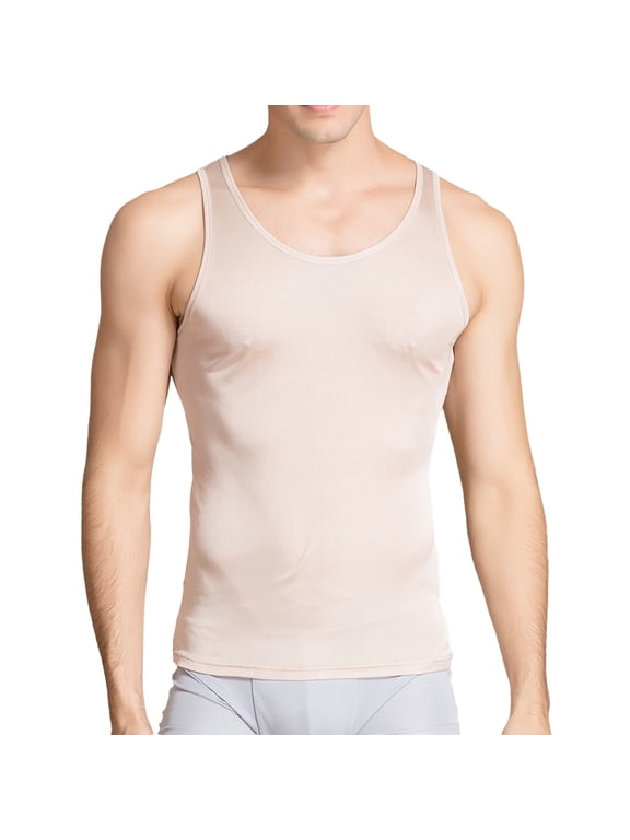 Mens Silk Shirts Sleeveless Workout Tank Top Mulberry Silk Vest Sports Base Layer Undershirt Breathable A Shirts